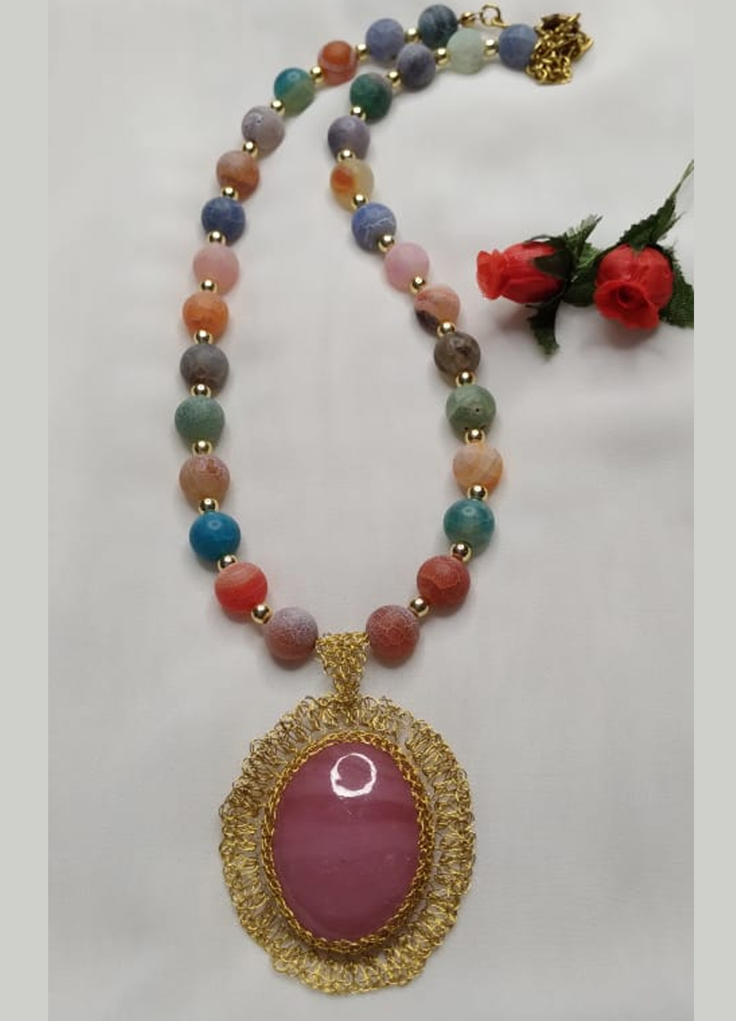 Colored jasper stone necklace